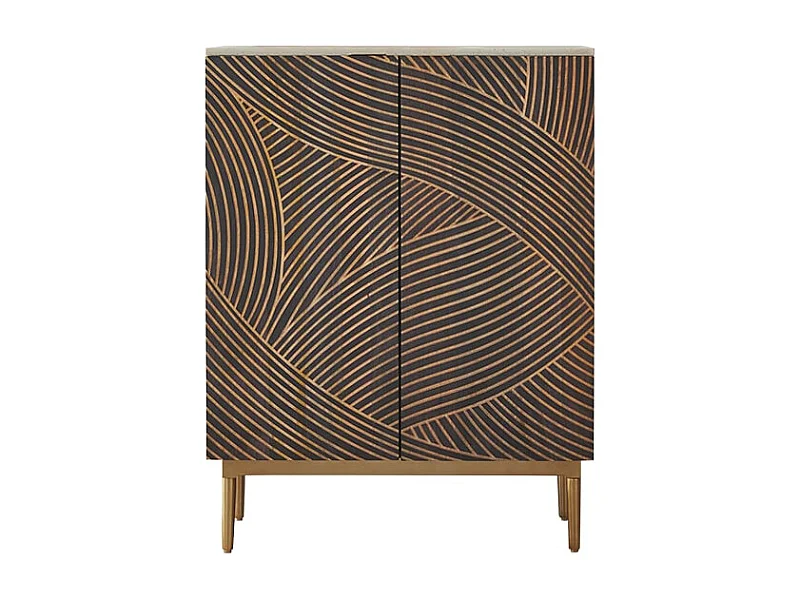 Anrichte aus massivem Mangoholz und Terrazzo Bilal 80 cm