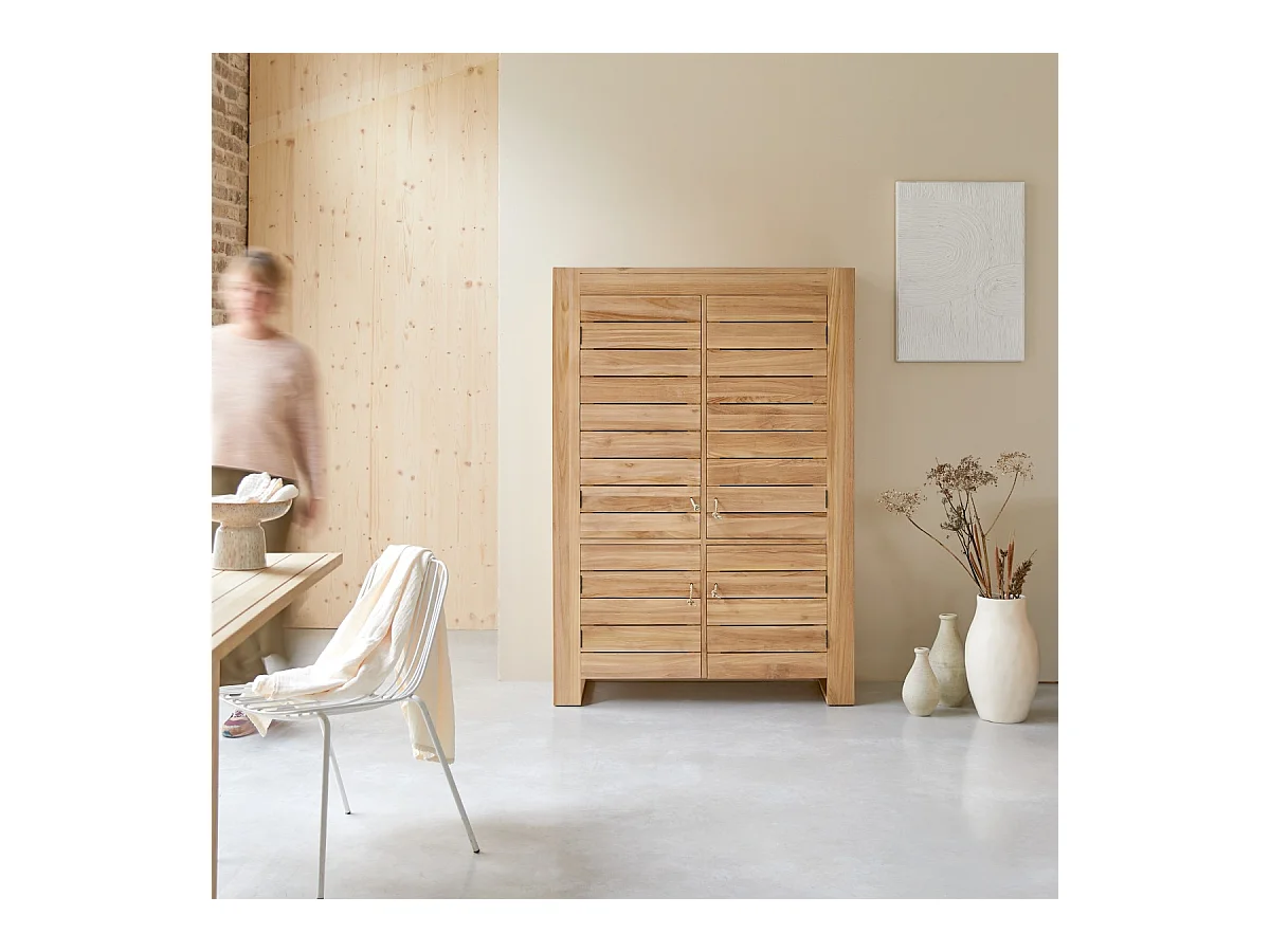 Schrank Sideboard Hochschrank aus massivem Teak 160 cm vier Türen