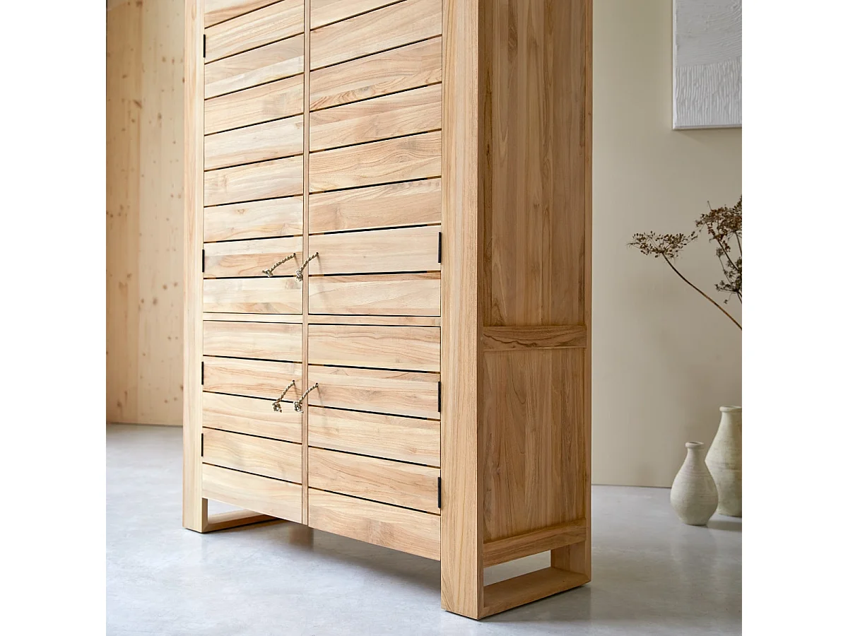 Schrank Sideboard Hochschrank aus massivem Teak 160 cm vier Türen
