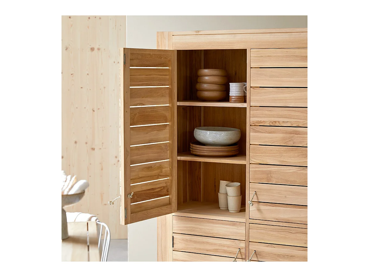 Schrank Sideboard Hochschrank aus massivem Teak 160 cm vier Türen