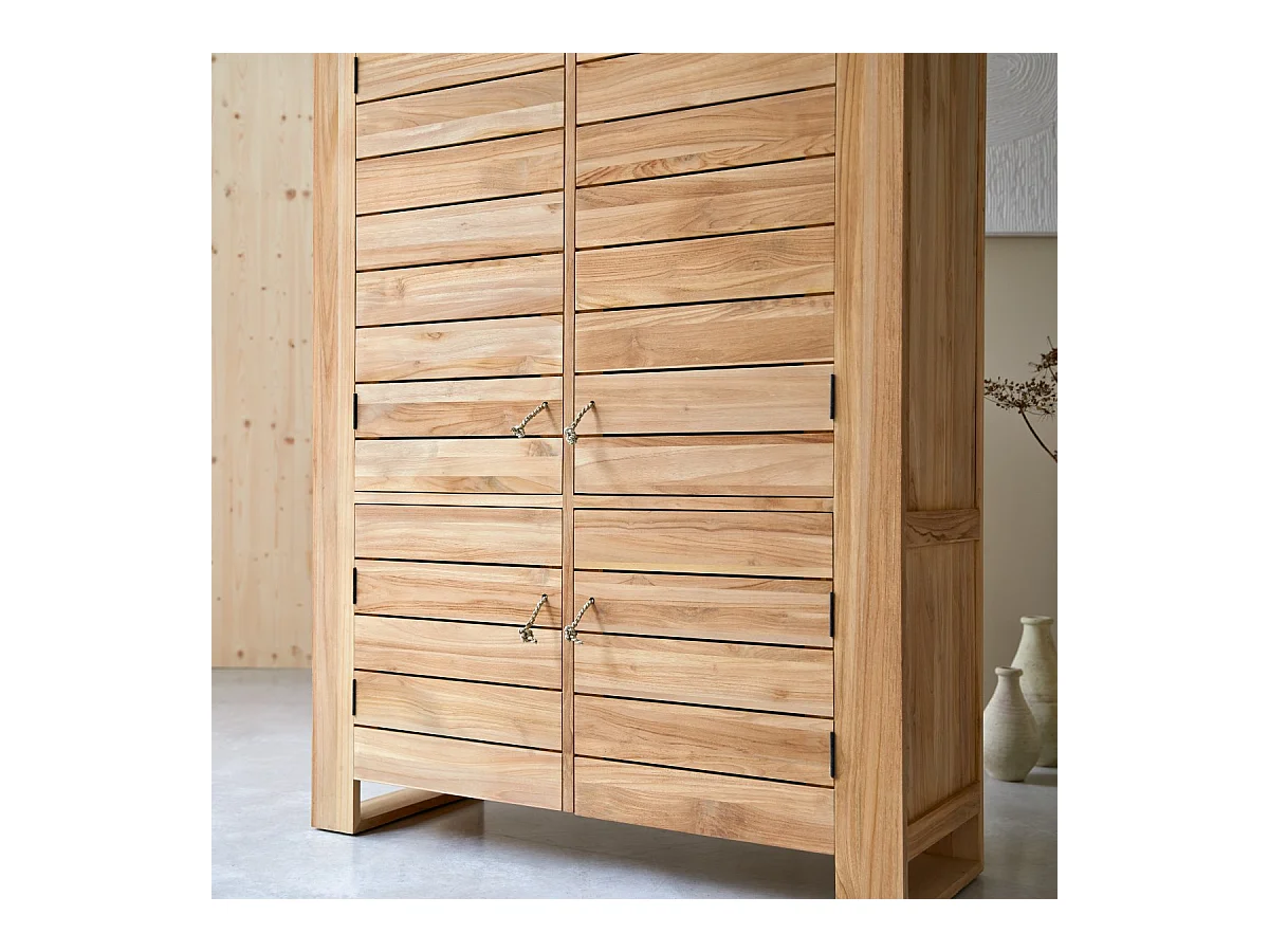 Schrank Sideboard Hochschrank aus massivem Teak 160 cm vier Türen