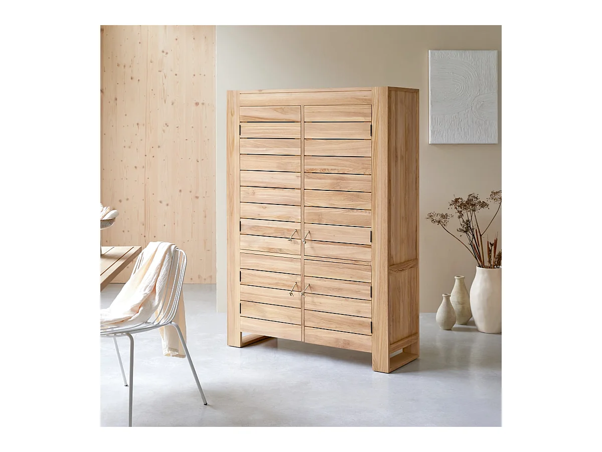 Schrank Sideboard Hochschrank aus massivem Teak 160 cm vier Türen