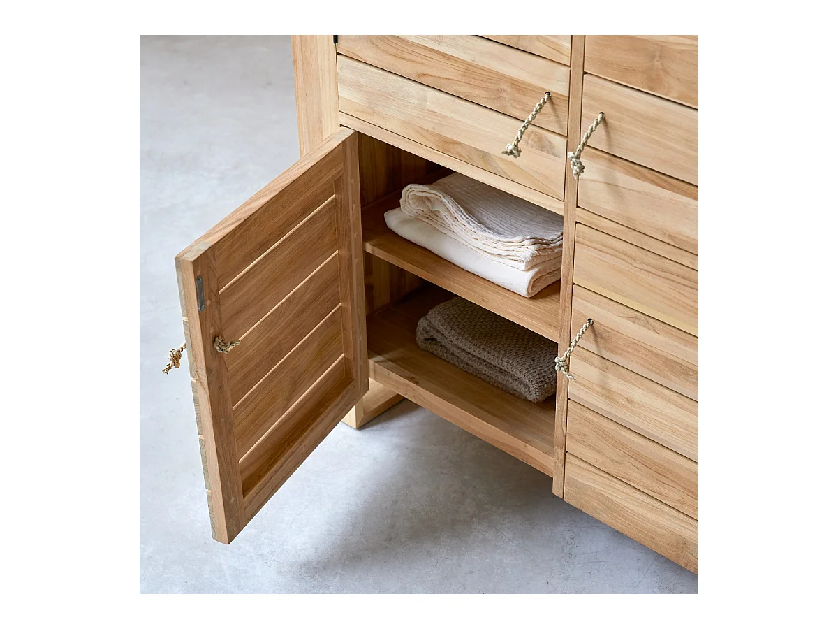 Schrank Sideboard Hochschrank aus massivem Teak 160 cm vier Türen