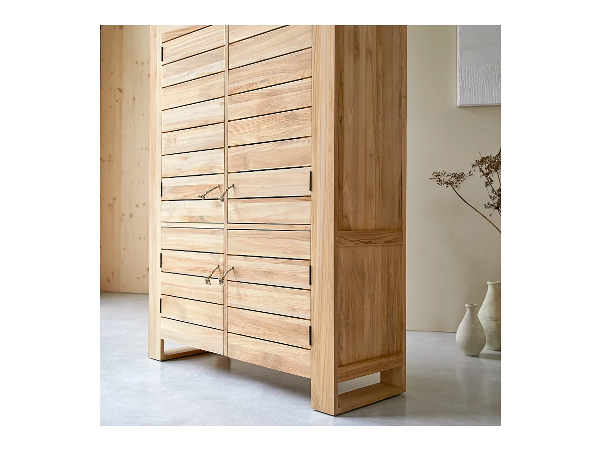 Schrank Sideboard Hochschrank aus massivem Teak 160 cm vier Türen