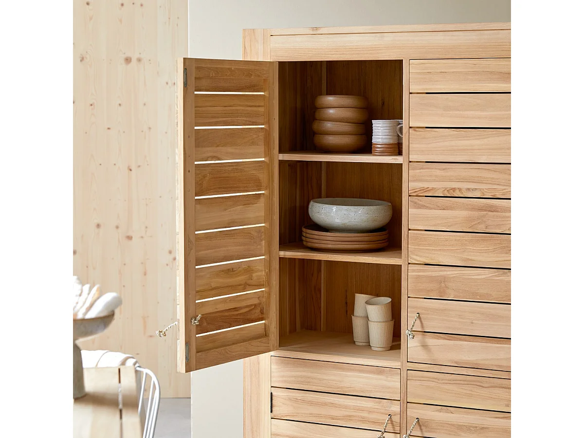 Schrank Sideboard Hochschrank aus massivem Teak 160 cm vier Türen