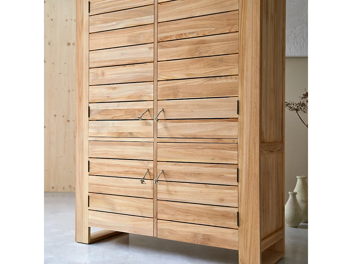 Schrank Sideboard Hochschrank aus massivem Teak 160 cm vier Türen