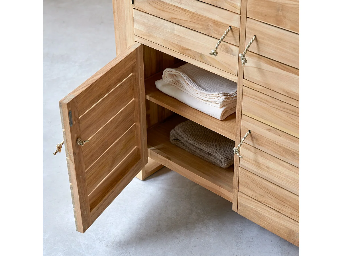 Schrank Sideboard Hochschrank aus massivem Teak 160 cm vier Türen