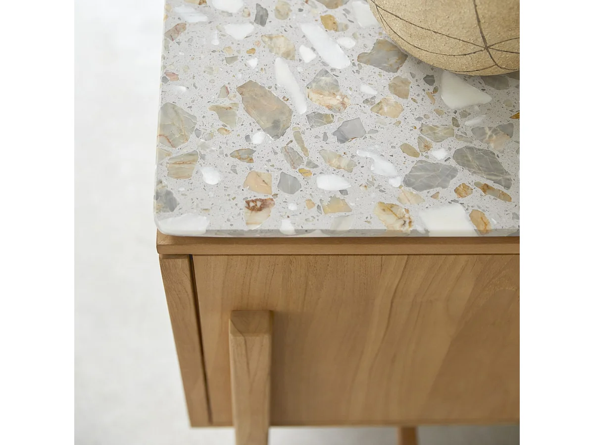 Credenza Isaure in legno di teak massello e terrazzo pregiato 140 cm