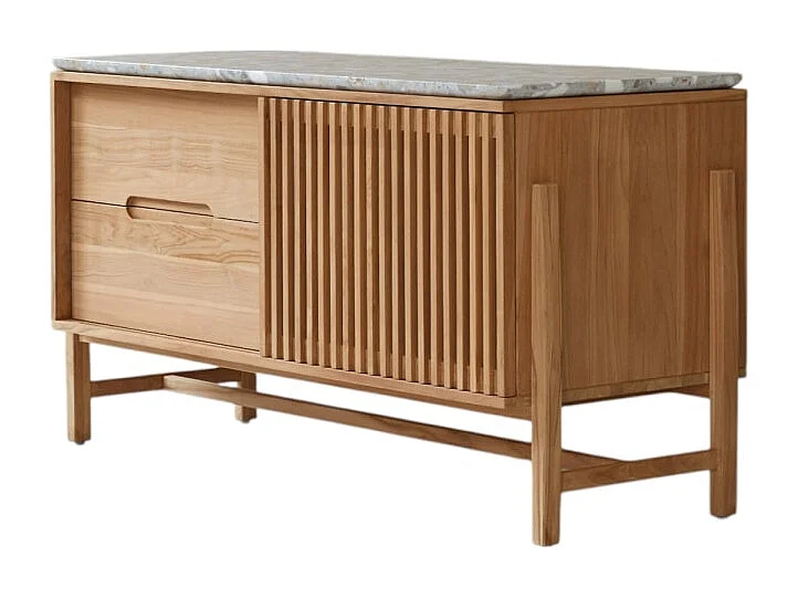 Credenza Isaure in legno di teak massello e terrazzo pregiato 140 cm