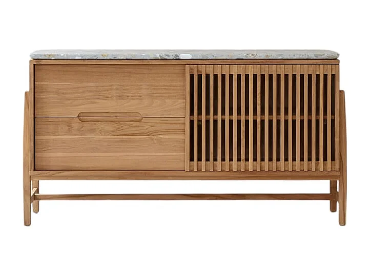 Sideboard Isaure aus massivem Teakholz und Premium-Terrazzo 140 cm