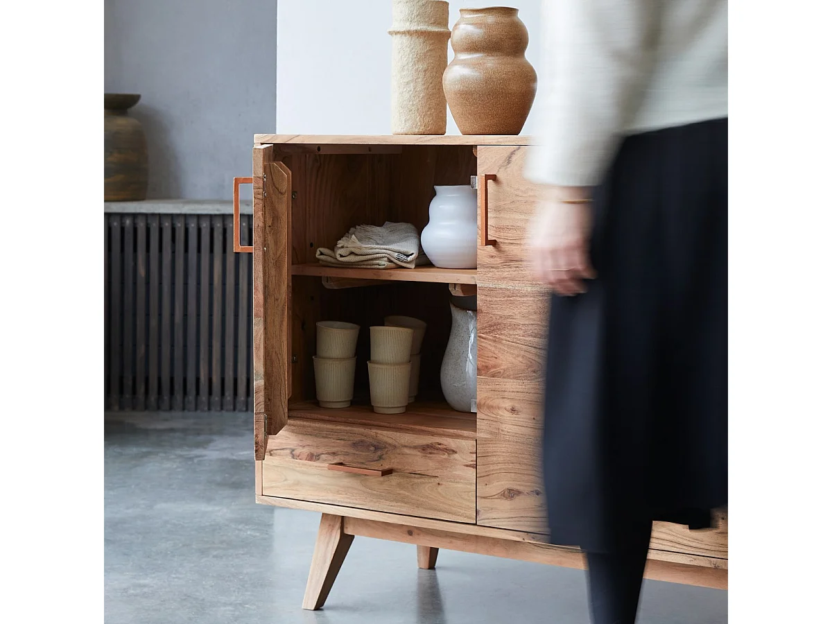 Buffet credenza bancone acacia massello legno 150cm design sala pranzo