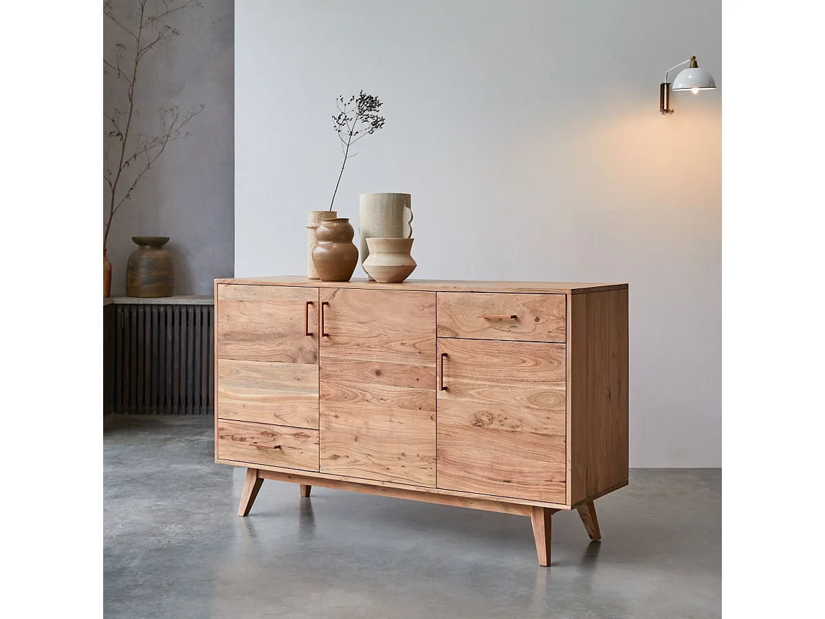 Buffet credenza bancone acacia massello legno 150cm design sala pranzo