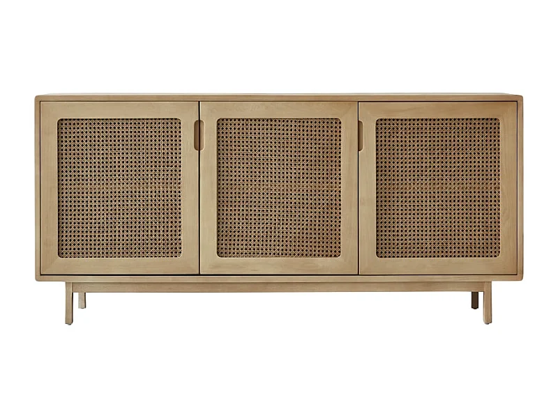 Buffet en bois d'orme massif et cannage Luis 160 cm