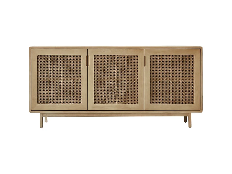 Buffet en bois d'orme massif et cannage Luis 160 cm