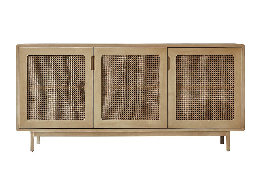 Buffet en bois d'orme massif et cannage Luis 160 cm