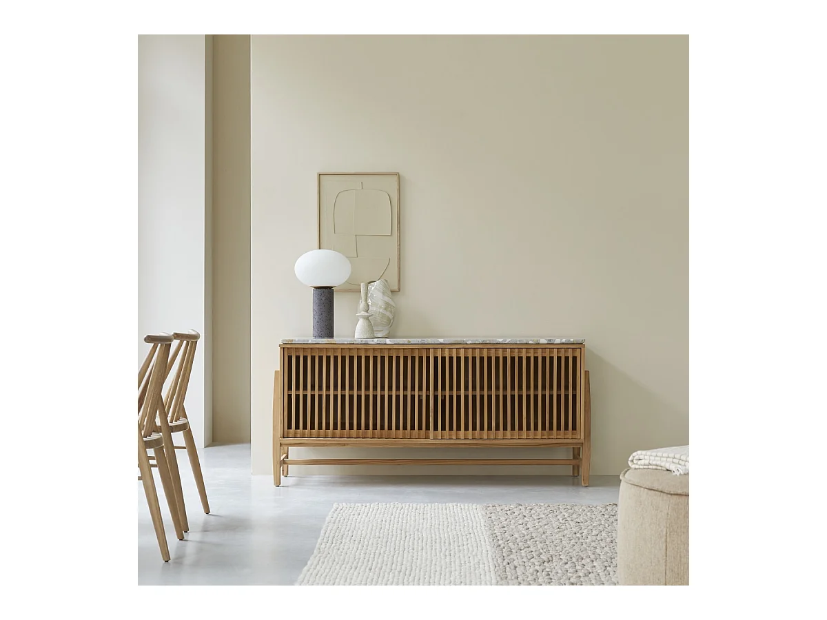 Credenza Isaure in legno di teak massello e terrazzo pregiato 160 cm