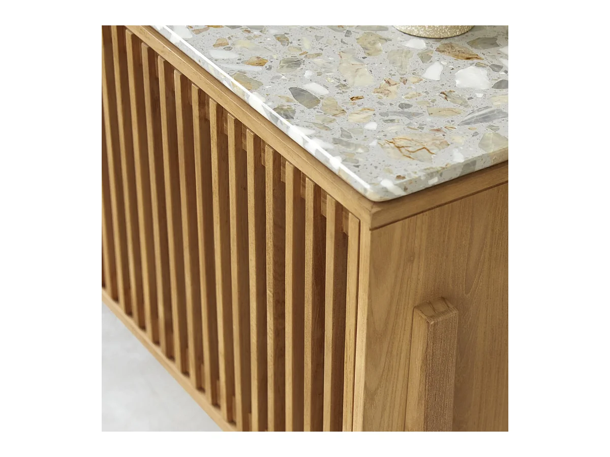 Credenza Isaure in legno di teak massello e terrazzo pregiato 160 cm