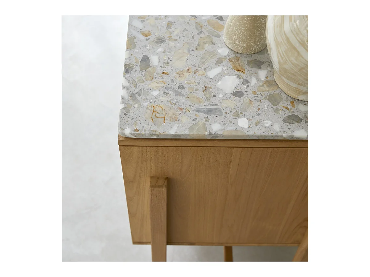 Credenza Isaure in legno di teak massello e terrazzo pregiato 160 cm