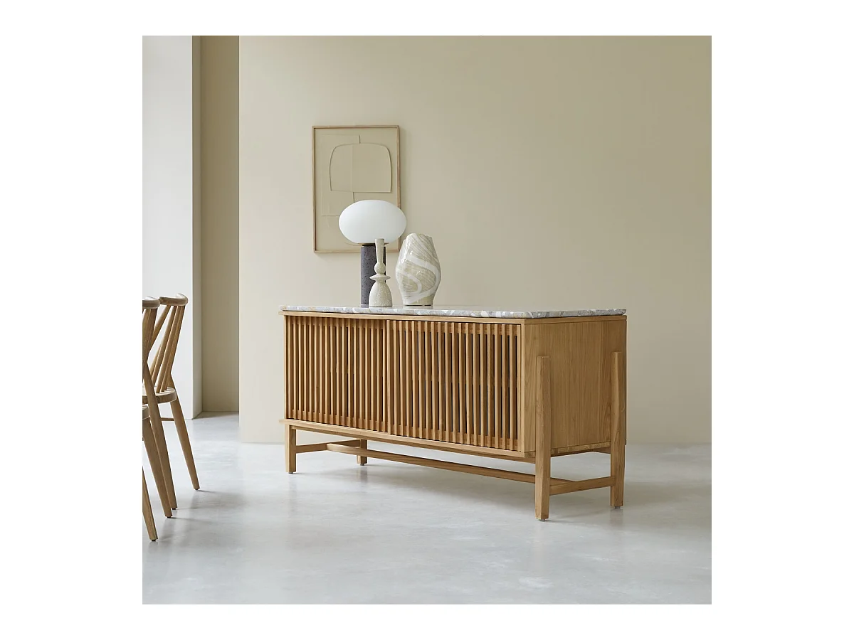 Credenza Isaure in legno di teak massello e terrazzo pregiato 160 cm