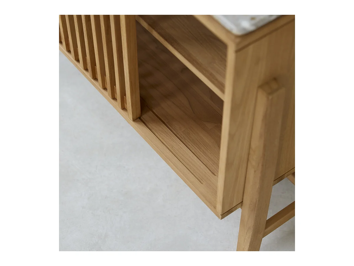 Credenza Isaure in legno di teak massello e terrazzo pregiato 160 cm