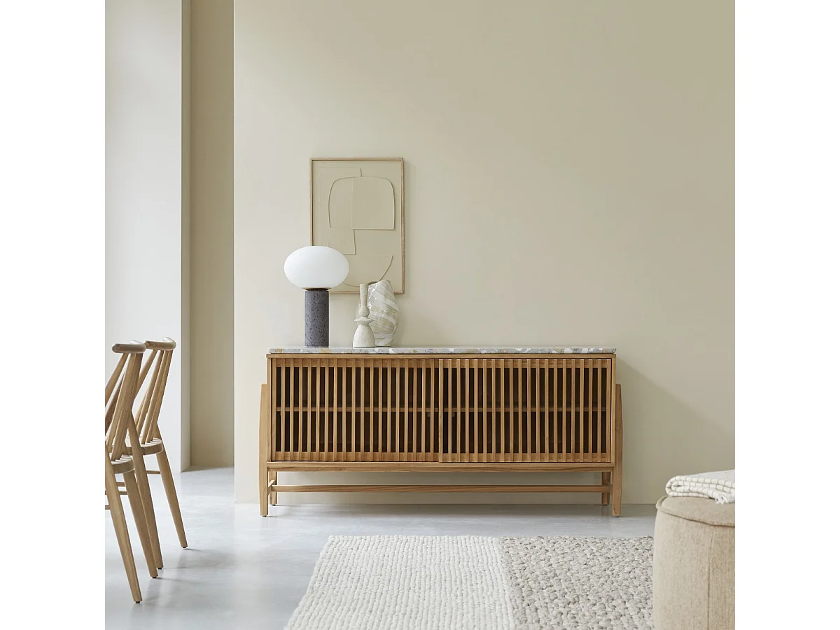 Credenza Isaure in legno di teak massello e terrazzo pregiato 160 cm