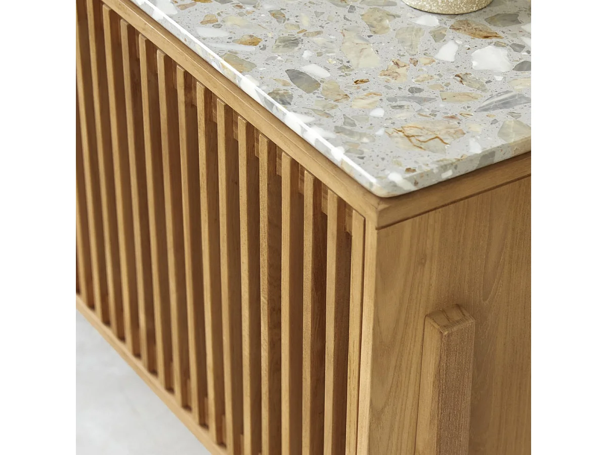 Credenza Isaure in legno di teak massello e terrazzo pregiato 160 cm