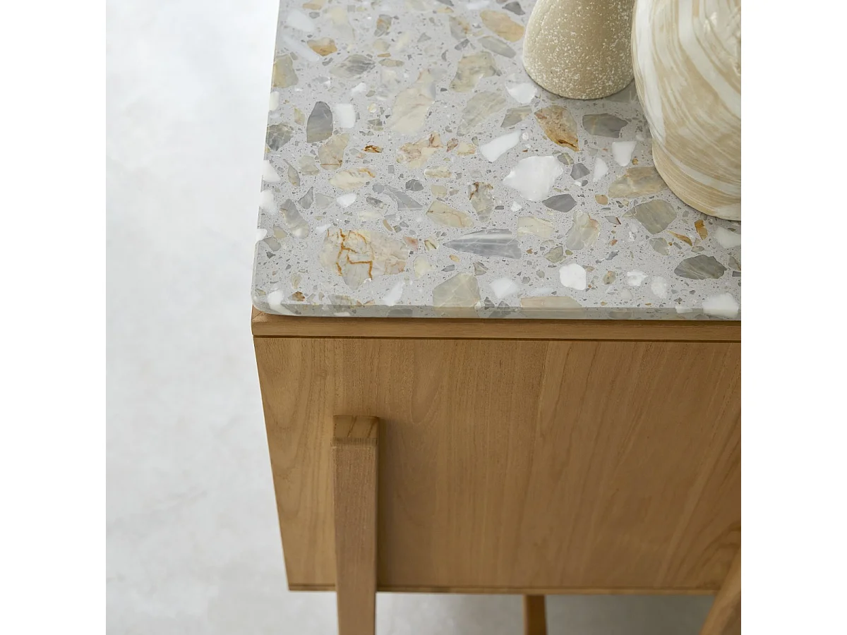 Credenza Isaure in legno di teak massello e terrazzo pregiato 160 cm