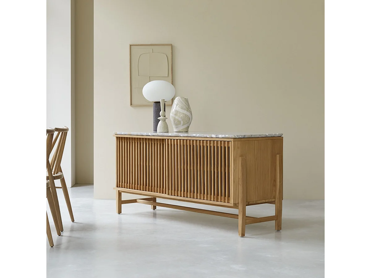 Credenza Isaure in legno di teak massello e terrazzo pregiato 160 cm