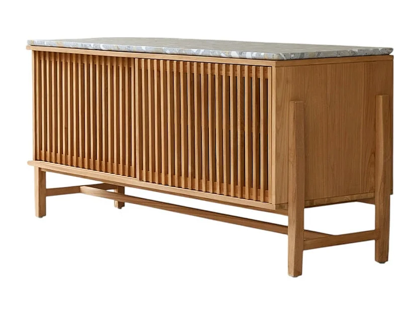 Credenza Isaure in legno di teak massello e terrazzo pregiato 160 cm