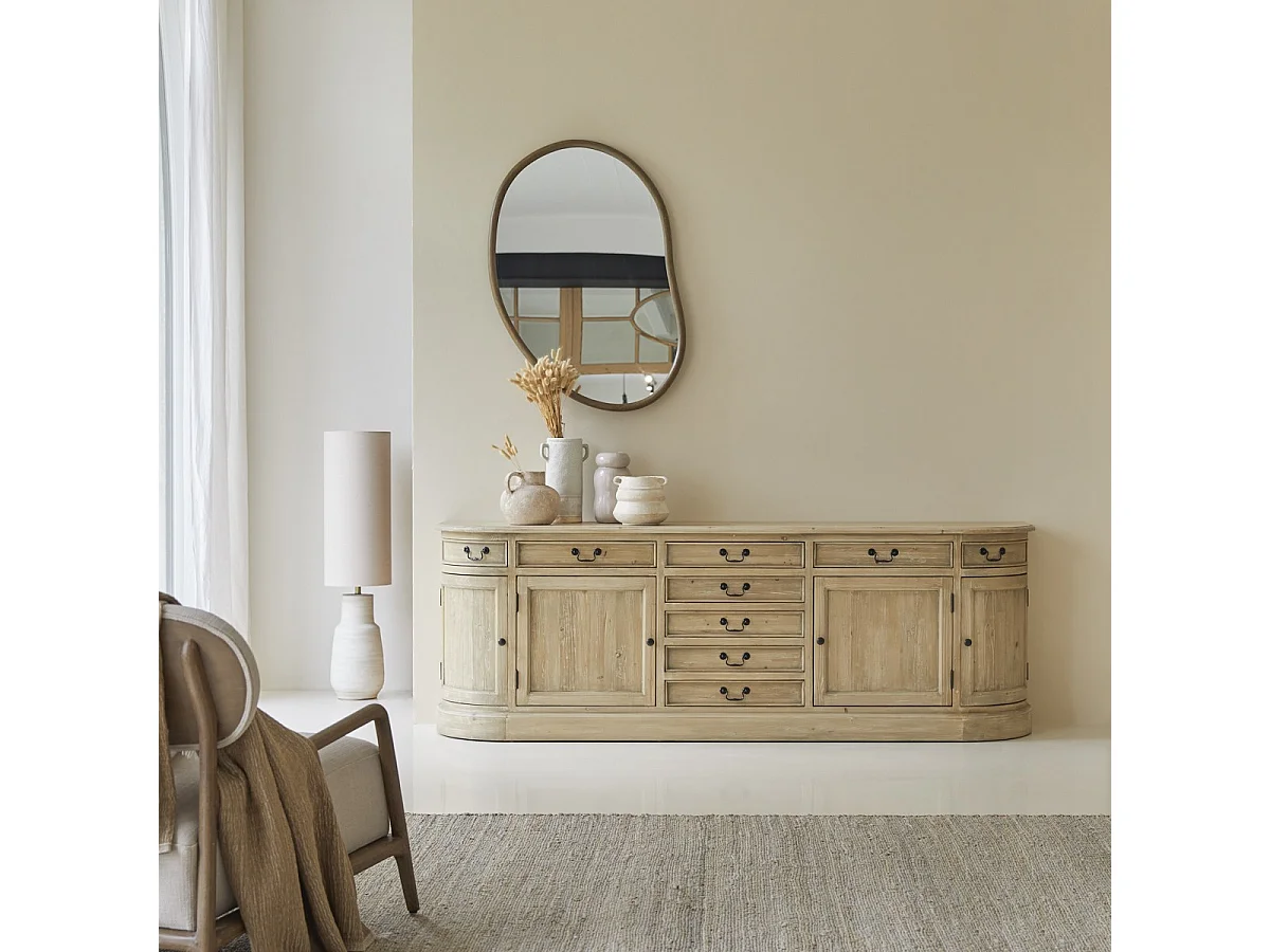 Credenza in legno di pino 225 cm Celeste