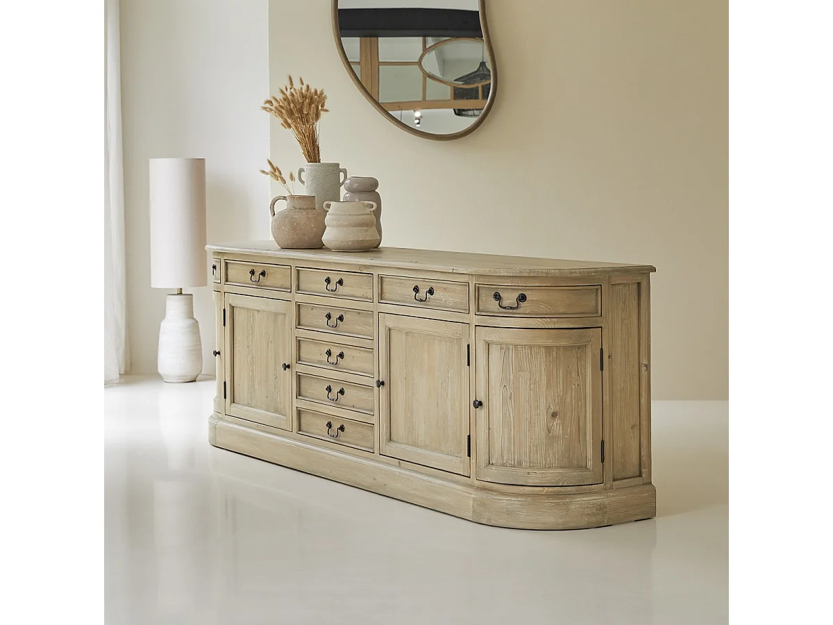 Credenza in legno di pino 225 cm Celeste