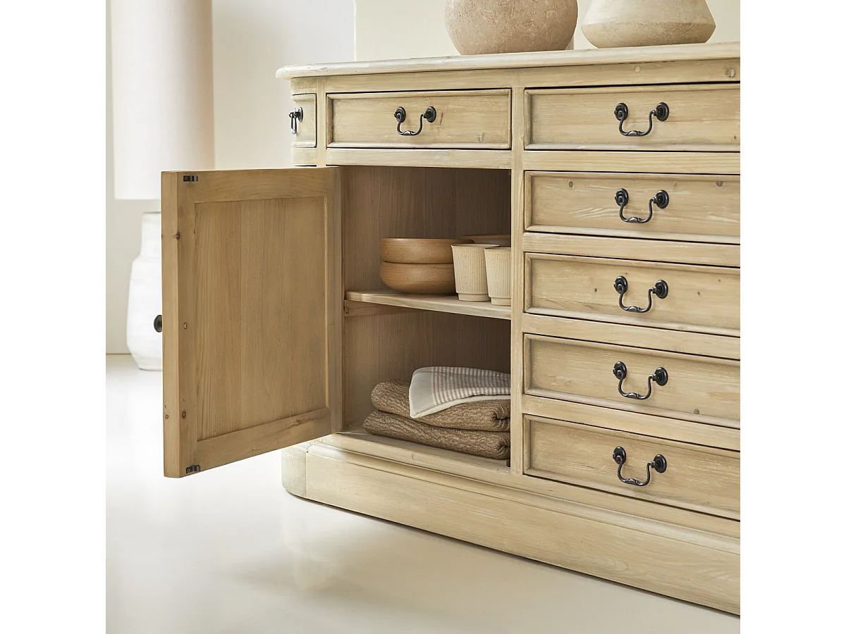 Credenza in legno di pino 225 cm Celeste