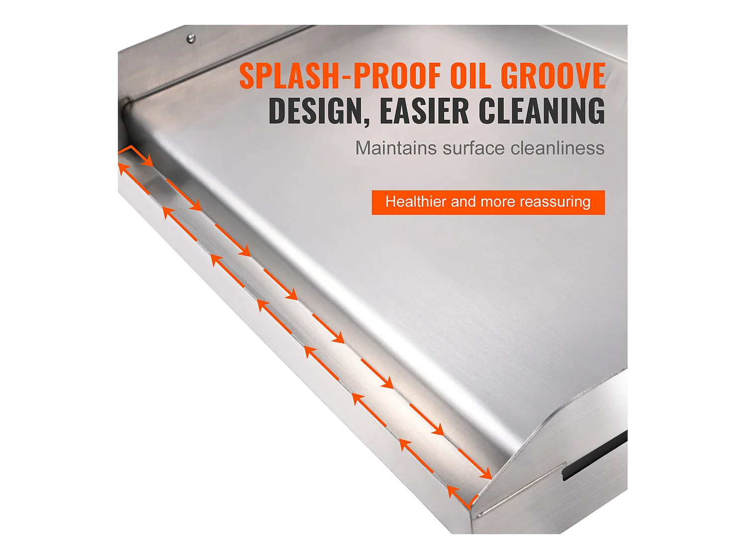 Plaque de Cuisson à Dessus Plat SucceBuy, en Acier Inoxydable, 60 x 41 cm, pour Barbecue et Gril à Gaz 2 Brûleurs, Argent