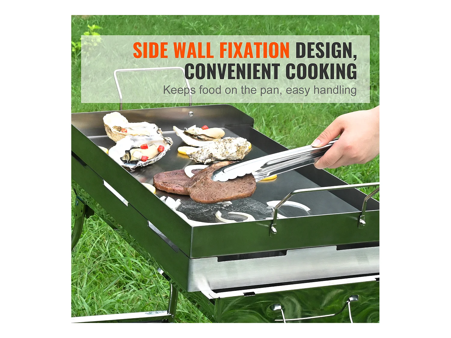 Plaque de Cuisson à Dessus Plat SucceBuy, en Acier Inoxydable, 60 x 41 cm, pour Barbecue et Gril à Gaz 2 Brûleurs, Argent