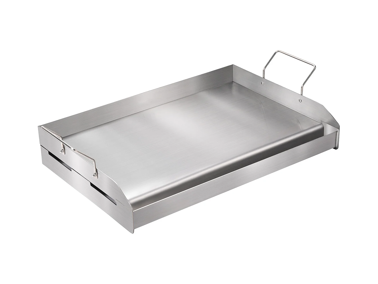 Plaque de Cuisson à Dessus Plat SucceBuy, en Acier Inoxydable, 60 x 41 cm, pour Barbecue et Gril à Gaz 2 Brûleurs, Argent