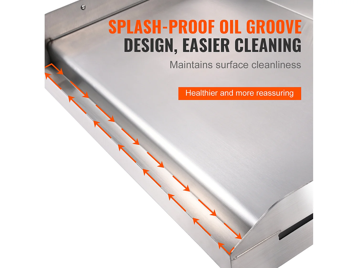 Plaque de Cuisson à Dessus Plat SucceBuy, en Acier Inoxydable, 60 x 41 cm, pour Barbecue et Gril à Gaz 2 Brûleurs, Argent