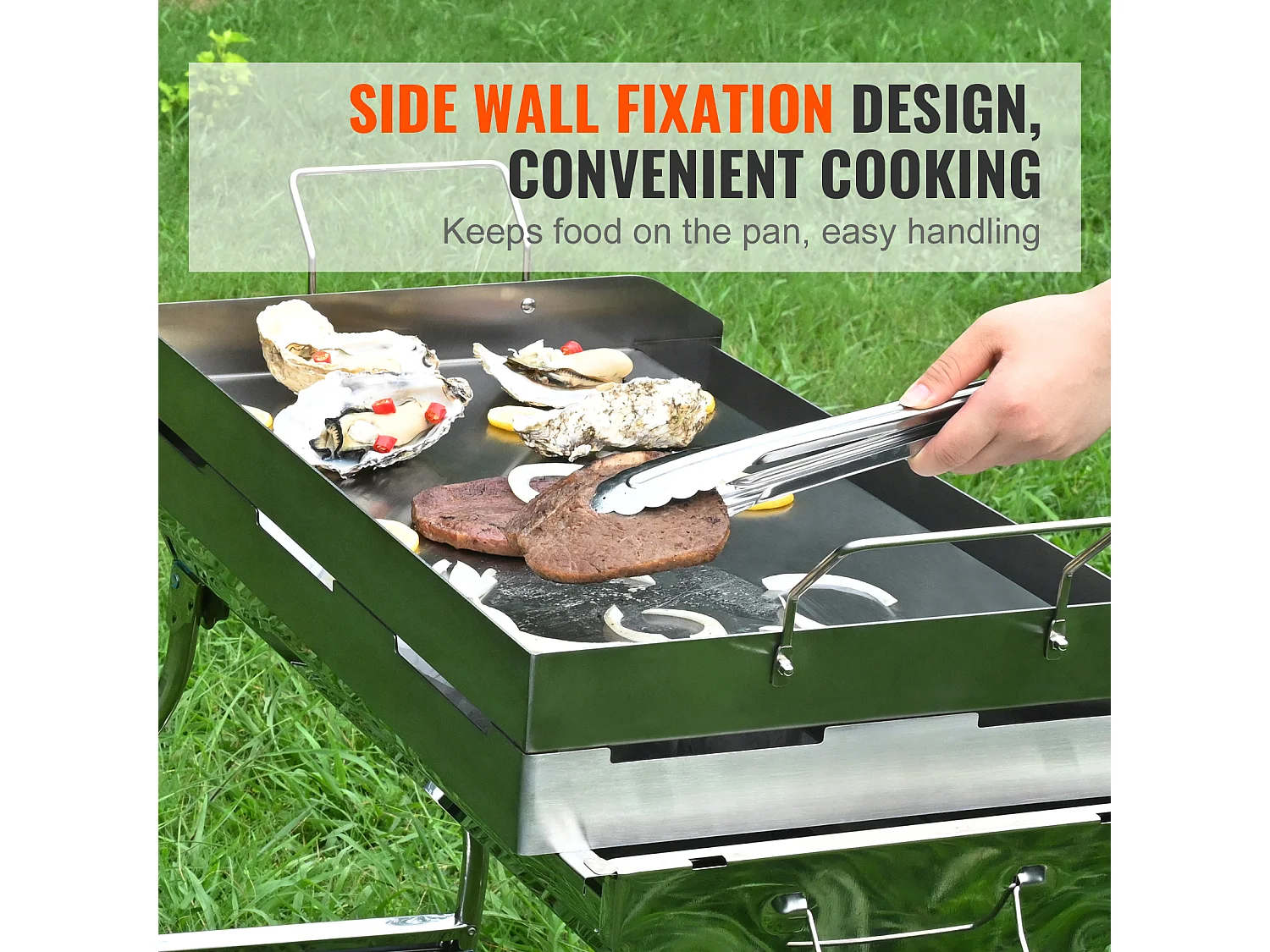 Plaque de Cuisson à Dessus Plat SucceBuy, en Acier Inoxydable, 60 x 41 cm, pour Barbecue et Gril à Gaz 2 Brûleurs, Argent