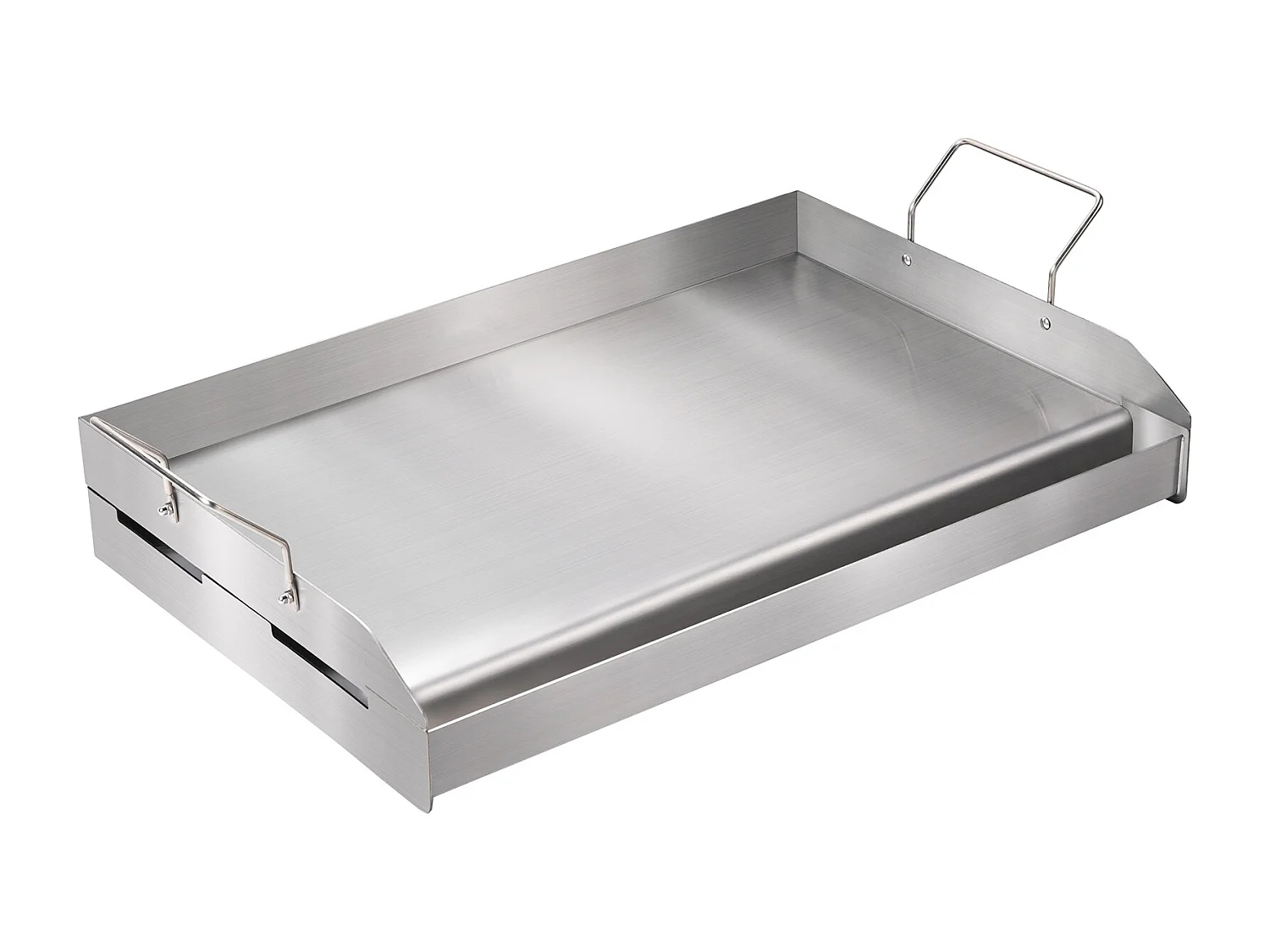 Plaque de Cuisson à Dessus Plat SucceBuy, en Acier Inoxydable, 60 x 41 cm, pour Barbecue et Gril à Gaz 2 Brûleurs, Argent