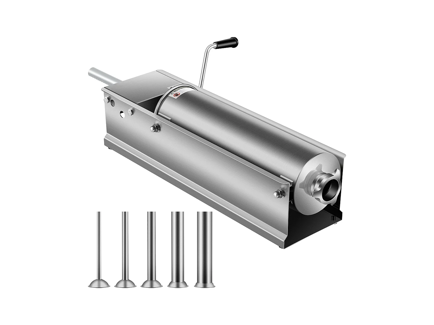 Poussoir à Saucisses Manuel SucceBuy, 7 L, Comprend 5 Tubes, Machine à Saucisses Horizontale, Acier Inoxydable 304 de Qualité Alimentaire