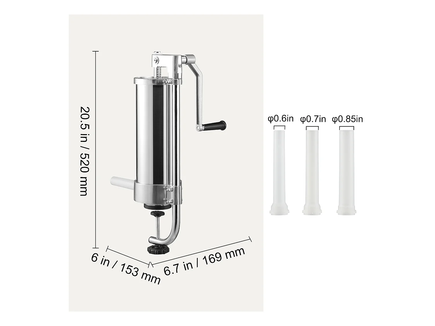 Spingisalsicce Manuale SucceBuy, 3 L, 3 Tubi di Riempimento, Macchina per Salsicce Domestica in Acciaio Inossidabile