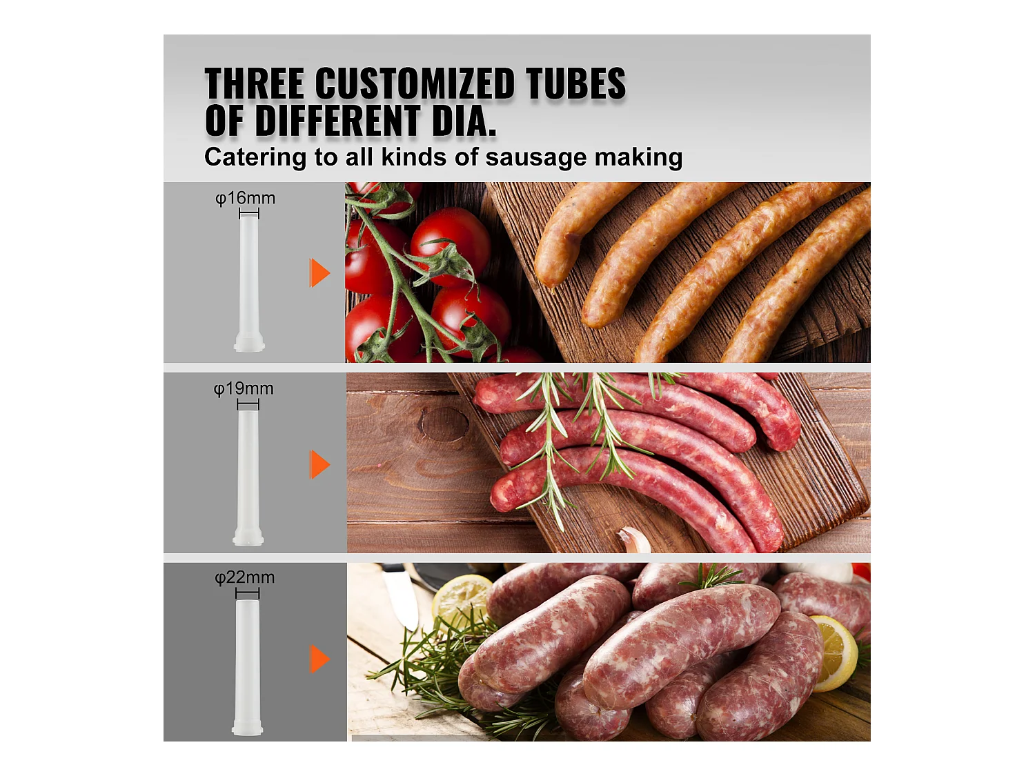 Spingisalsicce Manuale SucceBuy, 3 L, 3 Tubi di Riempimento, Macchina per Salsicce Domestica in Acciaio Inossidabile