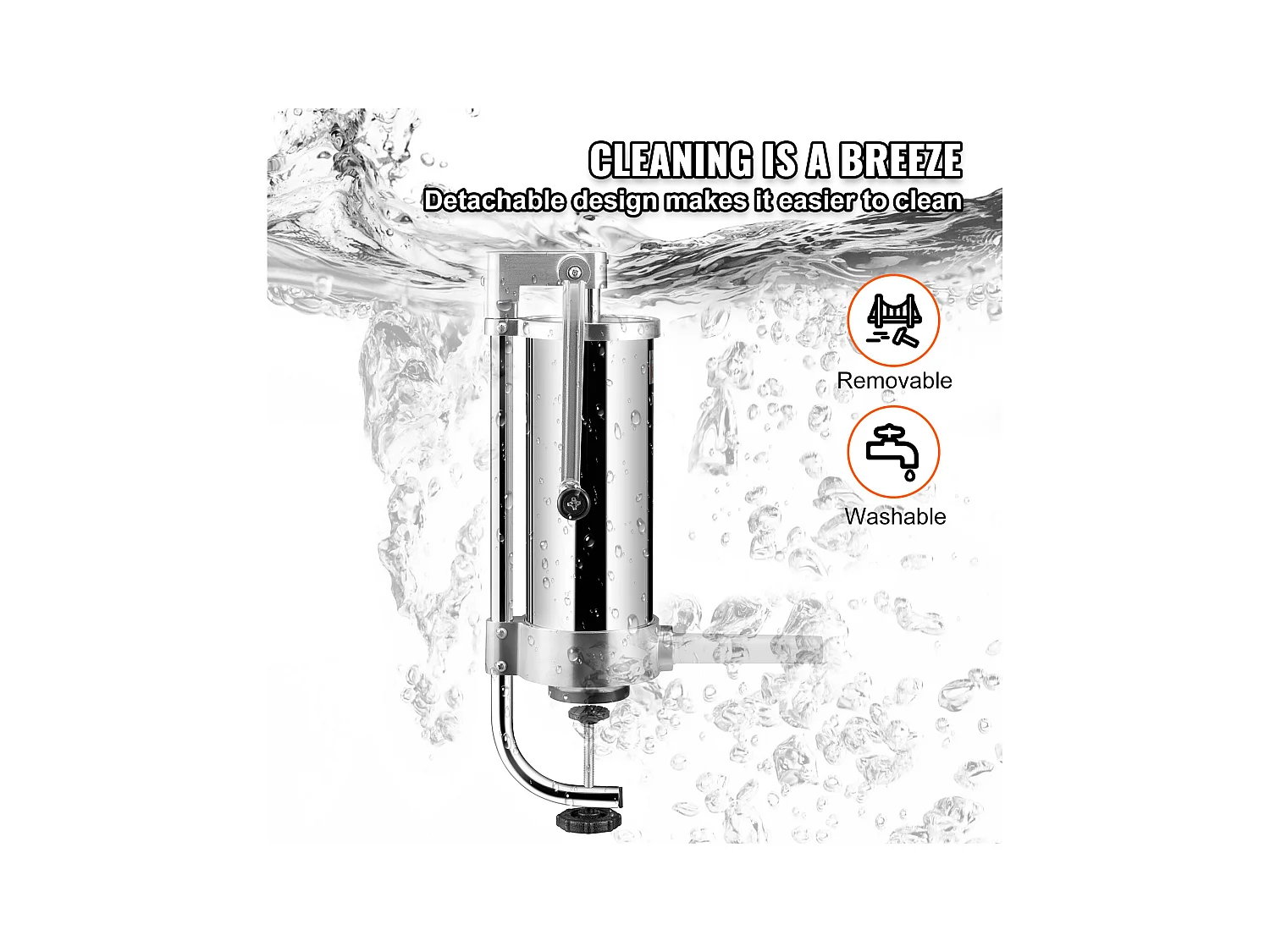 Spingisalsicce Manuale SucceBuy, 3 L, 3 Tubi di Riempimento, Macchina per Salsicce Domestica in Acciaio Inossidabile