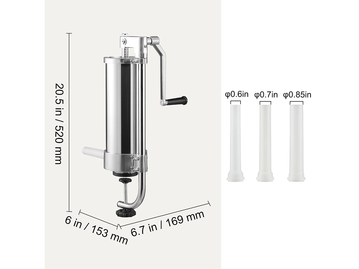 Poussoir à Saucisses Manuel SucceBuy, 3 L, 3 Tubes de Remplissage, Machine à Saucisses Maison en Acier Inoxydable