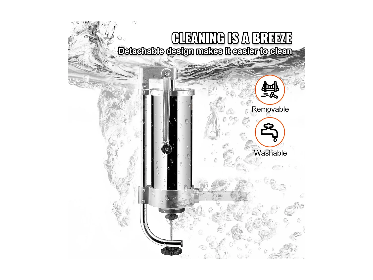 Poussoir à Saucisses Manuel SucceBuy, 3 L, 3 Tubes de Remplissage, Machine à Saucisses Maison en Acier Inoxydable