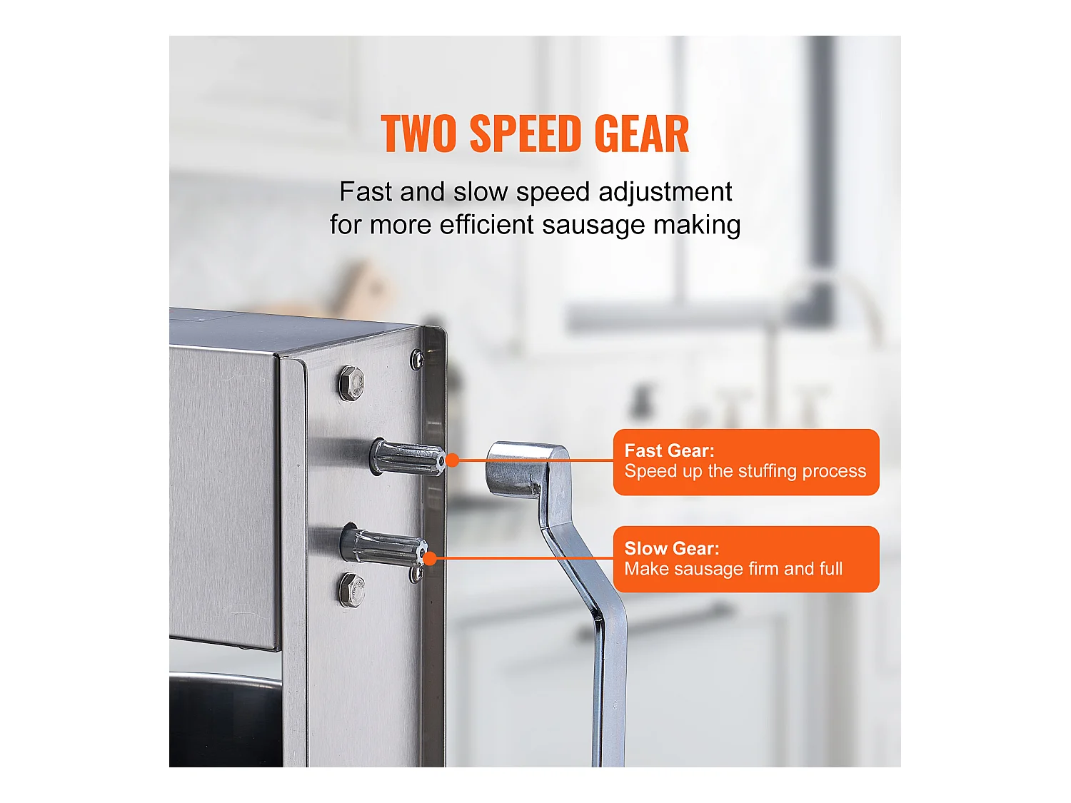 Poussoir à Saucisses Manuel SucceBuy, 10 L, 5 Tubes, Double Vitesse, en Acier Inoxydable 304, pour Usage Domestique et Commercial