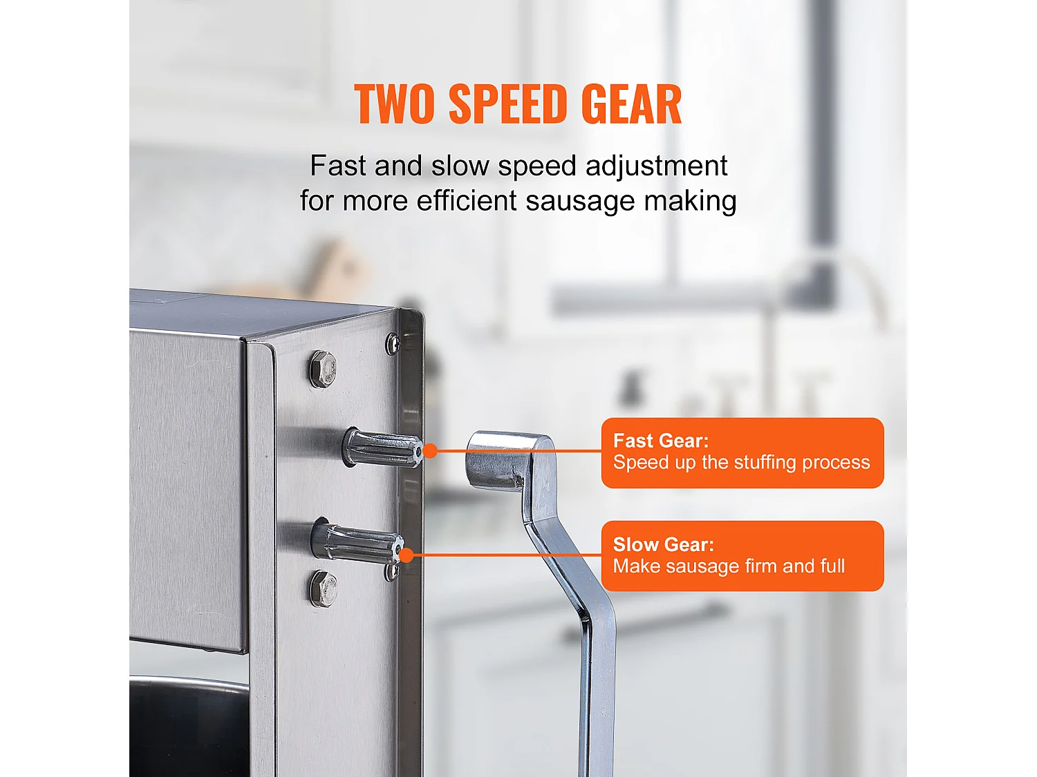 Empujador de Salchichas Manual SucceBuy, 10 L, 5 Tubos, Doble Velocidad, en Acero Inoxidable 304, para Uso Doméstico y Comercial