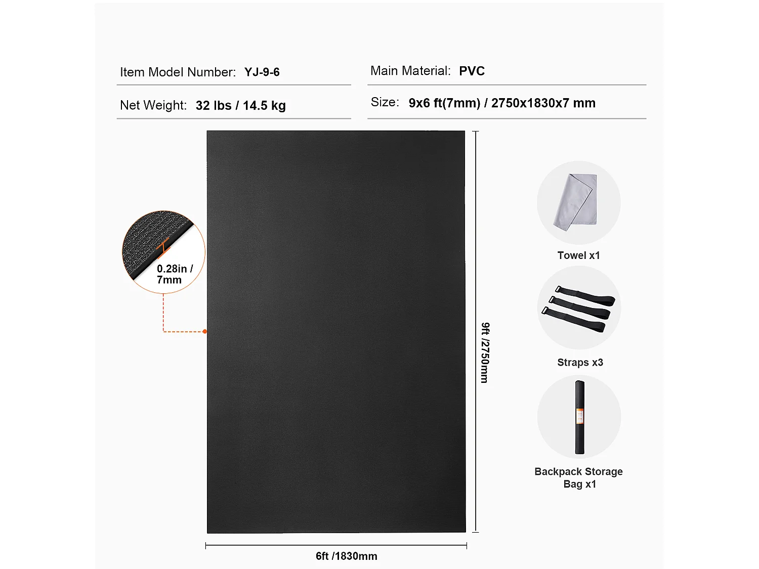 Tapis de yoga SucceBuy, 23 x15 cm, Antidérapant, Exercice, Yoga, Fitness, Gym, 0V, PVC, Bleu Marine