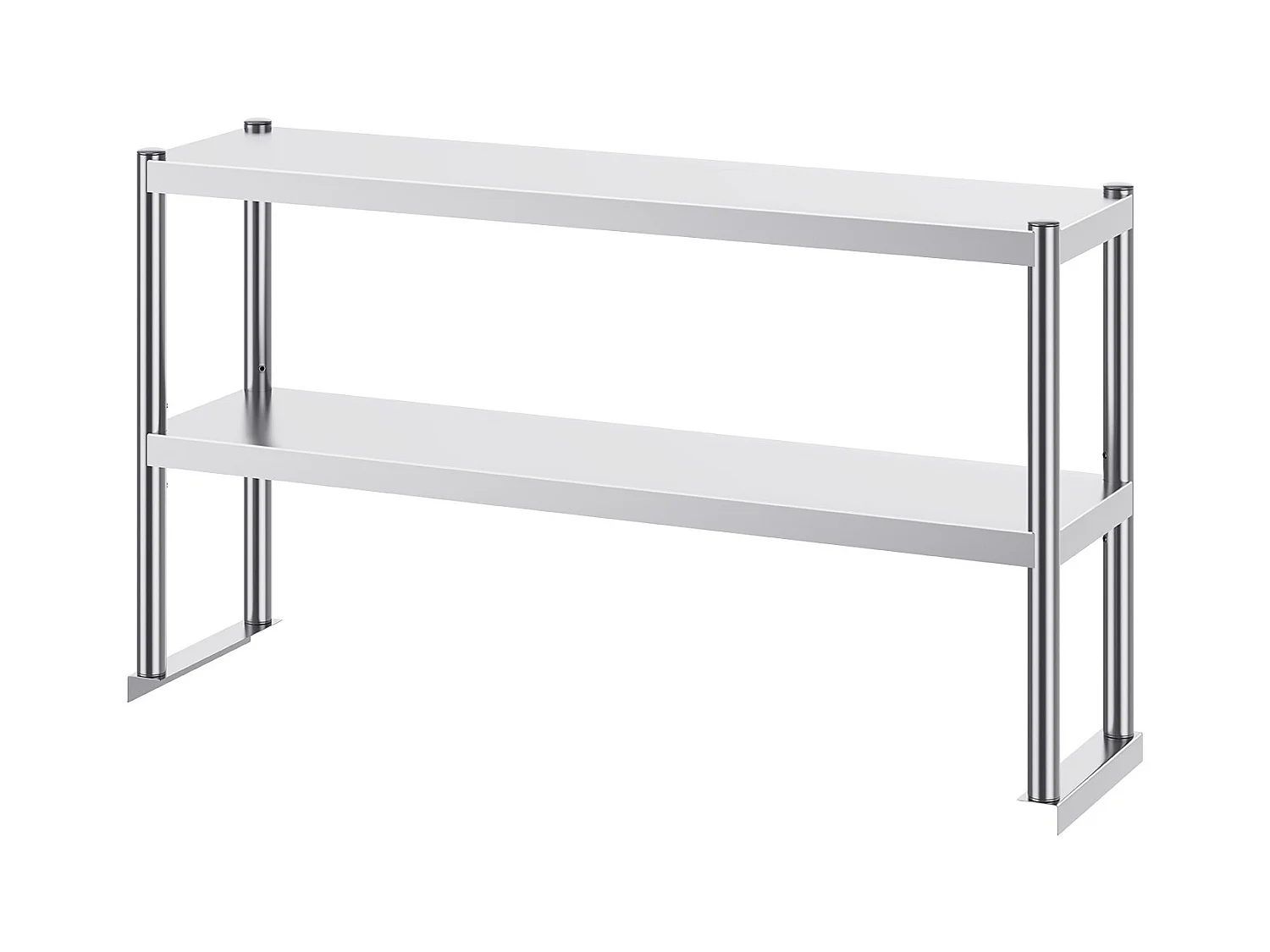 Werktafel Keuken SucceBuy 30,5x121,9 cm, Dubbele Etage met 2 Niveaus in Roestvrij Staal