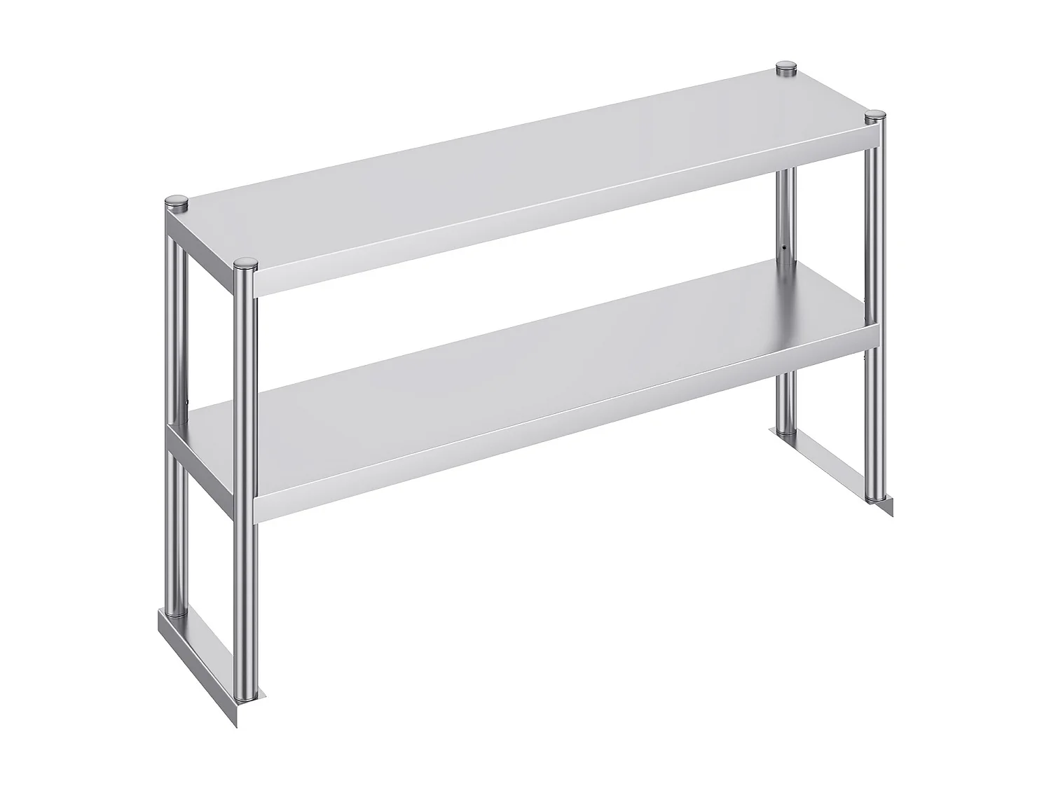 Werktafel Keuken SucceBuy 30,5x121,9 cm, Dubbele Etage met 2 Niveaus in Roestvrij Staal