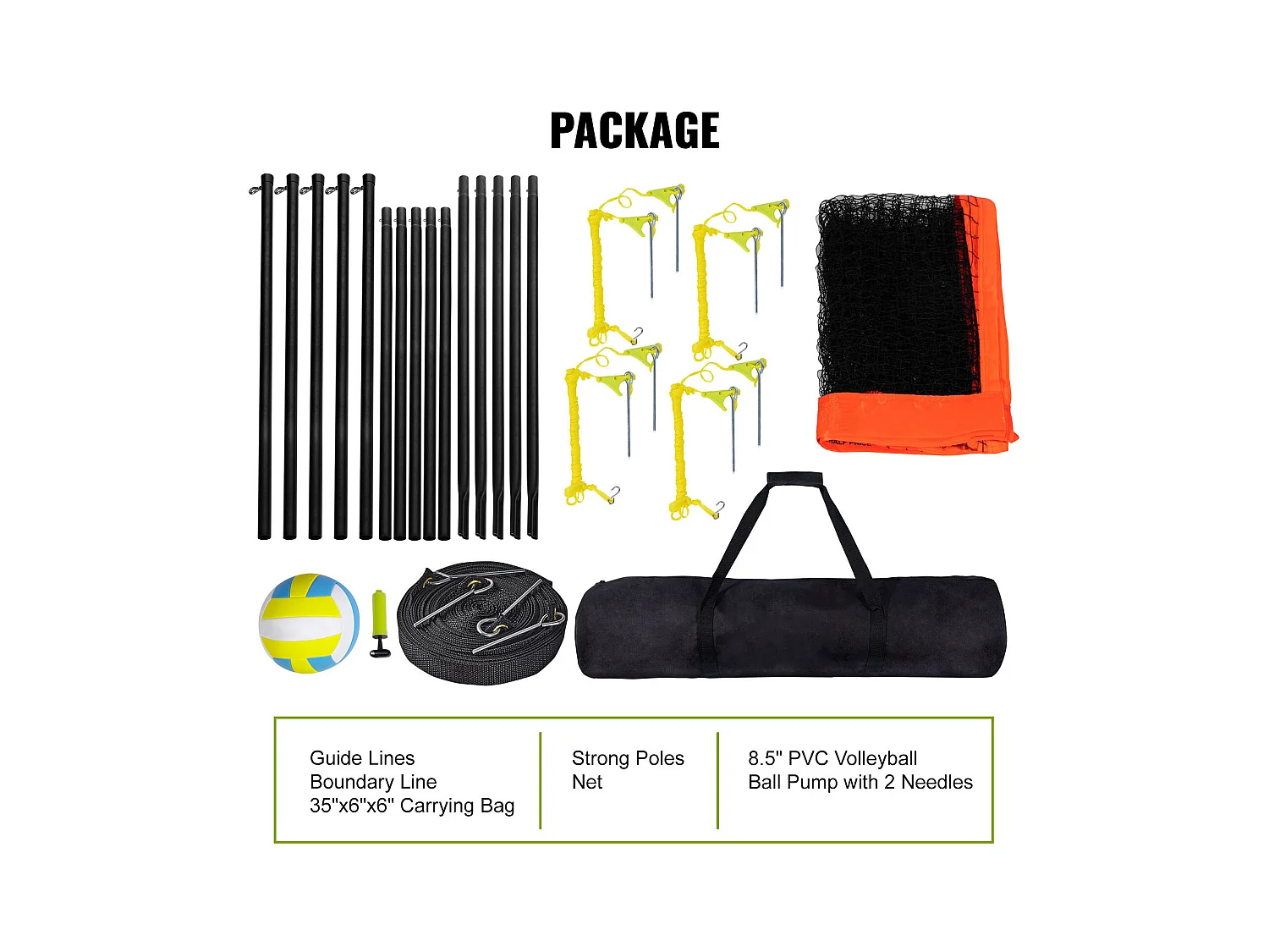 Filet de Badminton, SucceBuy Ensemble de Filet de Volley-ball Réglable à 4 Positions avec Ballon et Sac